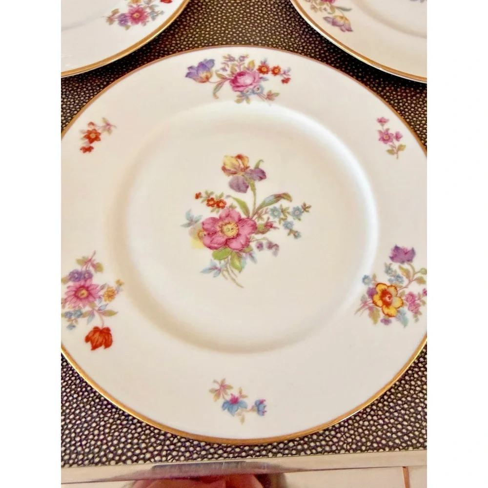 3 Plates Vintage Lambertson China Linda Lee Floral 8